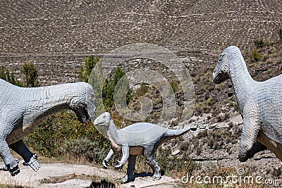 Dinosaur family in the Spanish municipality of Enciso Stock Photo