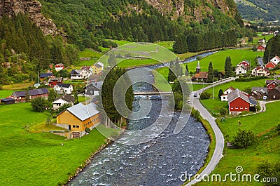 Village in Flam - Norway Stock Photo