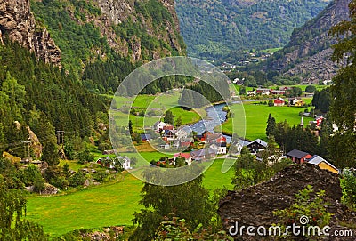 Village in Flam - Norway Stock Photo