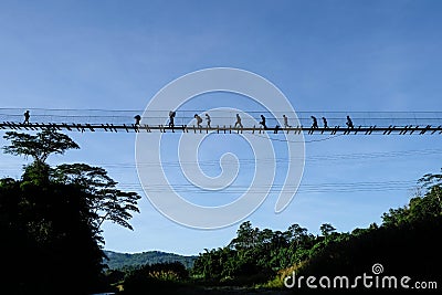 Village hanging bridge Editorial Stock Photo