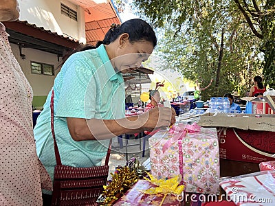 Village Health Volunteer new year party and New Year's gift draw , 5 January 2024 , Buriram Thailand. Editorial Stock Photo