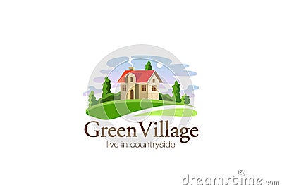Village House Logo Real Estate design vector. Vector Illustration