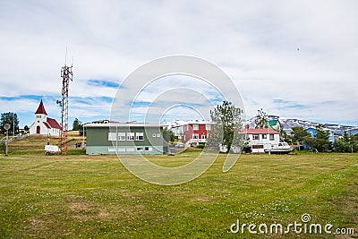 Village of Hrisey in Eyjafjordur in Iceland Stock Photo