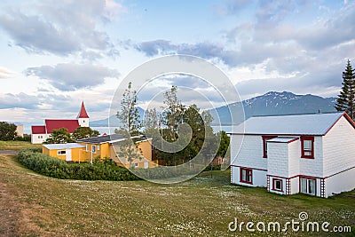 Village of Hrisey in Eyjafjordur in Iceland Stock Photo