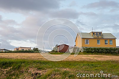 Village of Hrisey in Eyjafjordur in Iceland Stock Photo