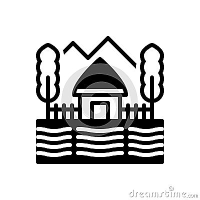 Black solid icon for Village, pueblo and thorp Vector Illustration