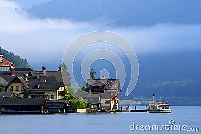 Village on lake, Austria Stock Photo