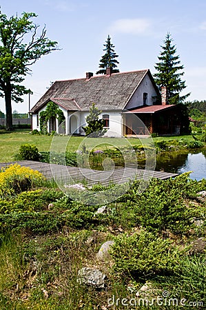 Pastoral rural house in northern Poland Stock Photo