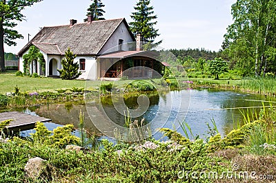 Pastoral rural house in northern Poland Stock Photo