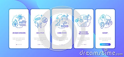 Village lifestyle hardship onboarding mobile app page screen with concepts Vector Illustration