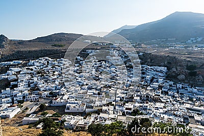 The Village of Lindos Stock Photo