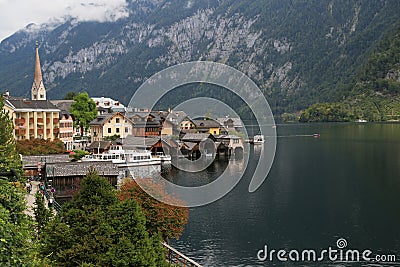 Village with a majestic mountain in the background, Austria Editorial Stock Photo