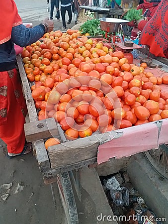 Village market on street at thela Stock Photo