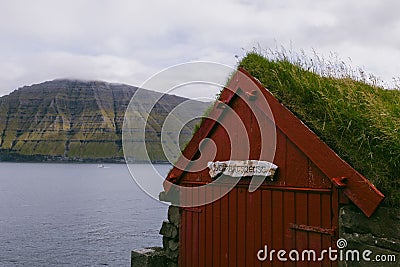 Village of Mikladalur on the island of Kalsoy in the Faroe Islands Editorial Stock Photo