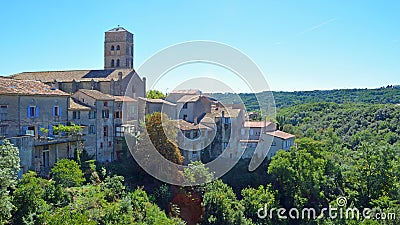 The village of Montolieu Aude Languedoc - Roussillon. Stock Photo