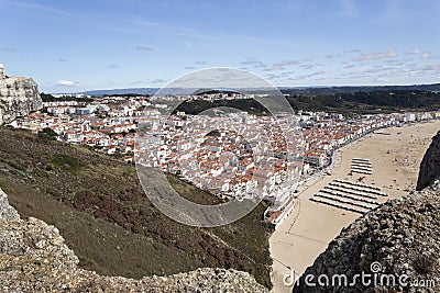 Village of Nazare seen from Sitio Stock Photo