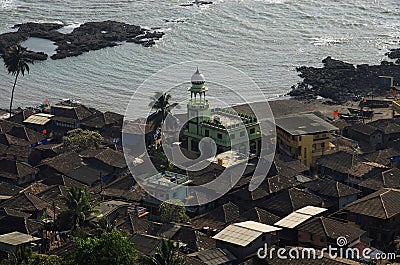 Village near Anjarle Beach, Konkan, Maharashtra state of India Stock Photo