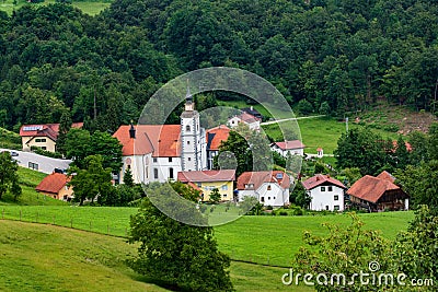 Village Olimje near Podcetrtek, Slovenia with Monastery Stock Photo