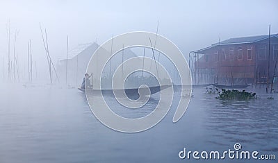 Village over water on Inle Lake, Myanmar Editorial Stock Photo