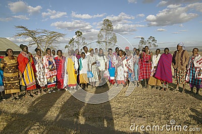 Village people singing at sunset in village of Nairobi National Park, Nairobi, Kenya, Africa Editorial Stock Photo