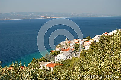 Spectacular scene of village Pisak in Dalmatia, Cr Stock Photo