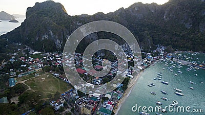 Village port with traditional Philippine boats Editorial Stock Photo