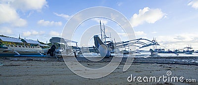 Village port with traditional Philippine boats Editorial Stock Photo