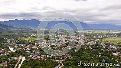 Village and rice fields in Cordillera mountains, Philippines. Beautiful landscape on the island of Luzon. Mountains and fields, Stock Photo