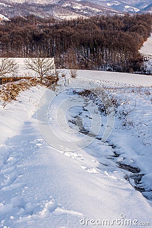 Village road in winter Stock Photo