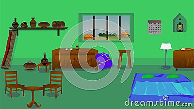Village room inside vector artwork illustration Vector Illustration