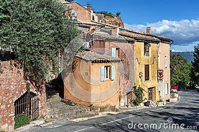 Village of Roussillon in Provence, France Editorial Stock Photo