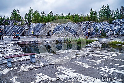 Village Ruskeala, Sortavala, Republic of Karelia, Russia, August 14, 2016: Mountain Park, Italian quarry Editorial Stock Photo