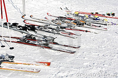 At the village skiing station Stock Photo