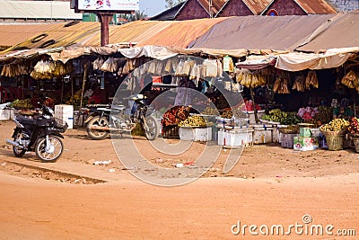 Village street market in Cambodia Editorial Stock Photo