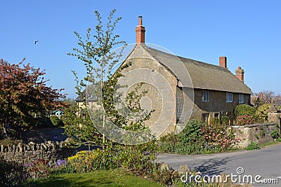 Picturesque English village street scene, East Chinnock Stock Photo