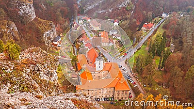 Village Svaty Jan pod Skalou in autumn Stock Photo