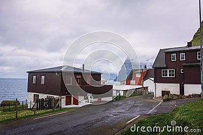 Village of Trollanes, Faroe Islands, Denmark Editorial Stock Photo