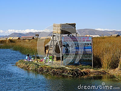 Village of Uros in Puno, Peru. Editorial Stock Photo