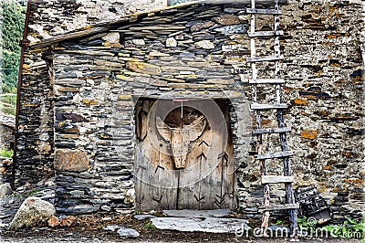 The village Ushguli in Svaneti region, republic of Georgia Stock Photo