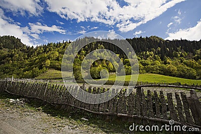 Village Ushguli in Upper Svaneti in Georgia Stock Photo