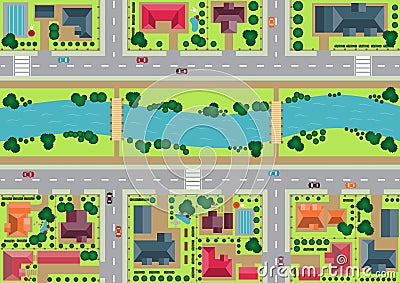 Village view from top Vector Illustration