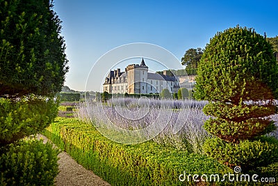 The garden illuminated by 2,000 candles at dusk . Nights of a Thousand Lights at Stock Photo