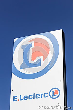 Leclerc logo on a panel Editorial Stock Photo