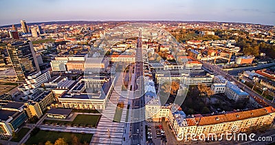 Vilnius aerial view, Gediminas street Stock Photo