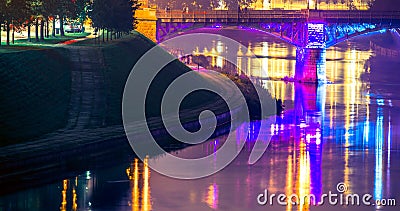 Vilnius bridge at night Stock Photo