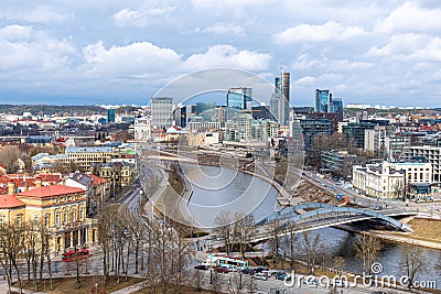 Vilnius, capital of Lithuania, beautiful scenic aerial panorama of modern business financial district Editorial Stock Photo