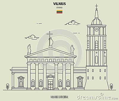 Vilnius Cathedral, Lithuania. Landmark icon Vector Illustration