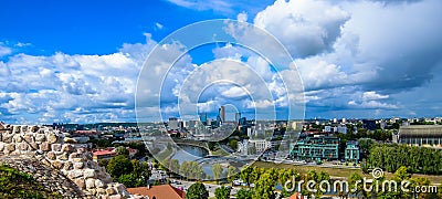 Vilnius city and clouds top view Editorial Stock Photo