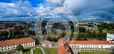 Vilnius city and clouds top view Editorial Stock Photo