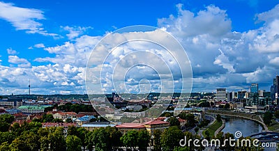 Vilnius city and clouds top view Editorial Stock Photo